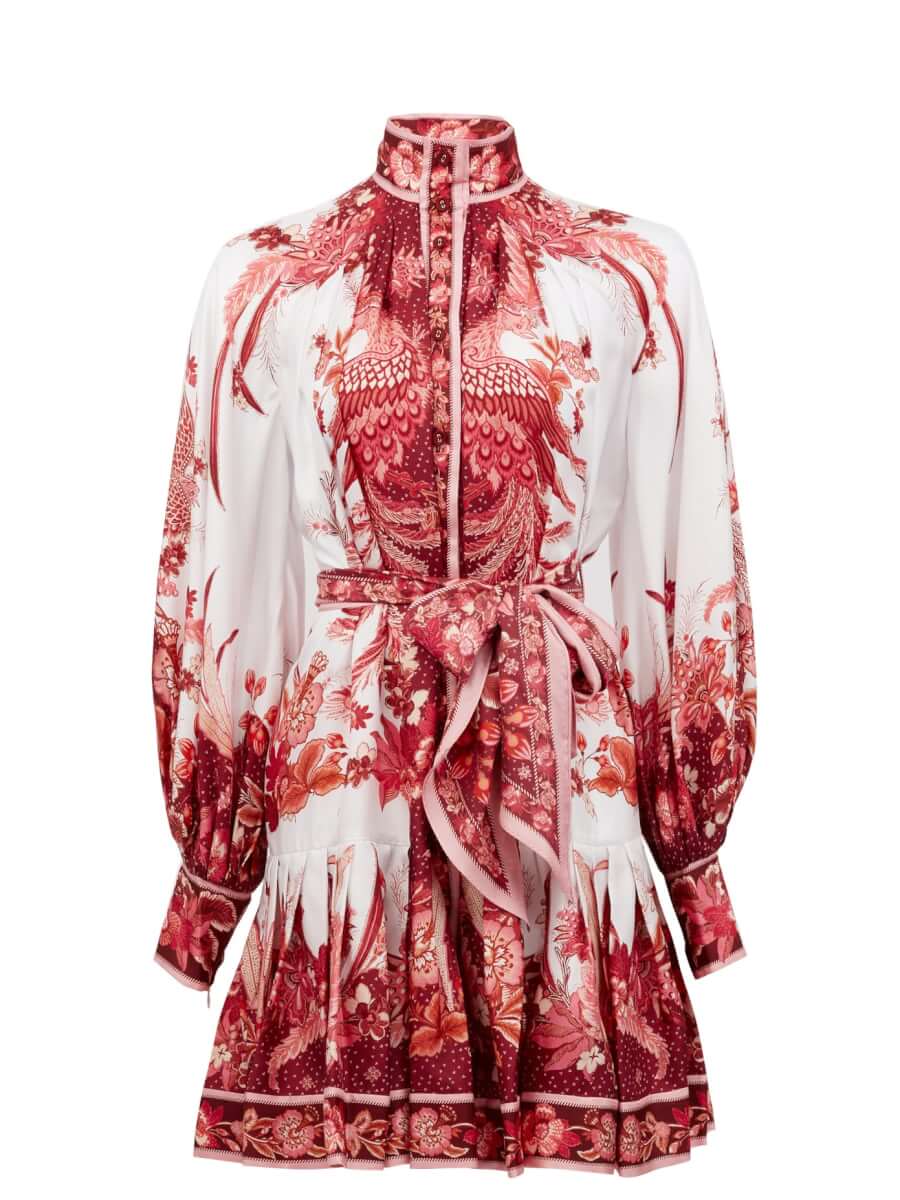 summer wardrobe ZIMMERMANN Wavelength bird and floral-print silk mini dress