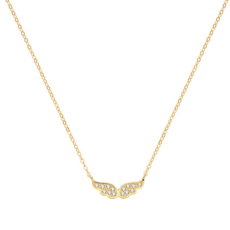 Genuine 9CT Yellow Gold CZ Wings Necklace 1.2 Grams - Gift Boxed