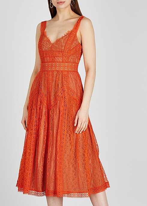 Orange Guipure Lace Dress Self Portrait