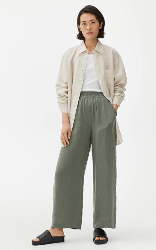 ARKET |Khaki green Fluid Cupro Trousers