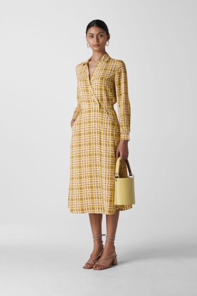 yellow Whistles | PAINTED CHECK WRAP SHIRT DRESS sale