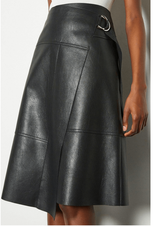 Karen Millen | Faux Leather Wrap Skirt