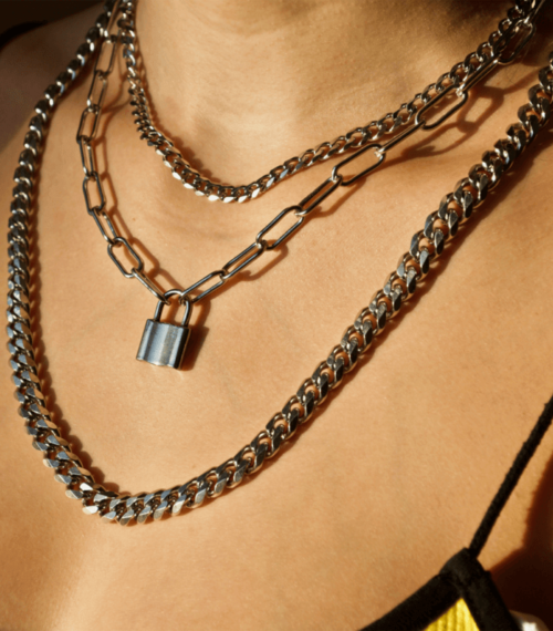 independent brands Opes Robur | Silver Tripple Layer Chain necklace