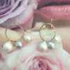 LARGE KARMA EARRINGS WITH WHITE BAROQUE AND FRESHWATER PEARLS