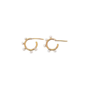 Pearl gold hoop earrings