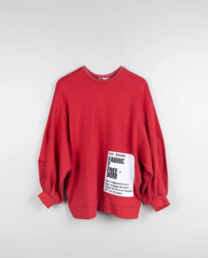 Organic Cotton Oversized Jumper With Patches, Red