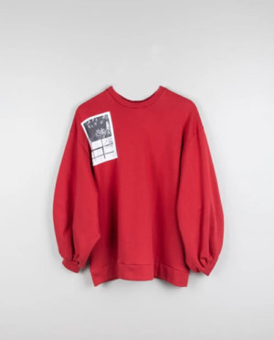 Organic Cotton Oversized Jumper With Patches, Red