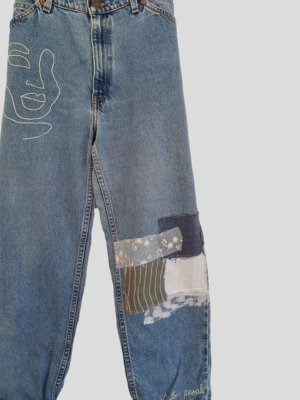 HIGH WAISTED RECYCLED EMBROIDERED JEANS