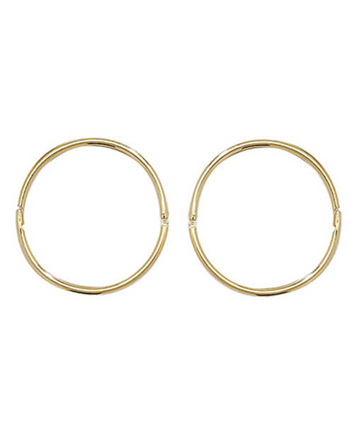 GENUINE 9CT YELLOW GOLD 14MM HINGED SLEEPERS EARRINGS GIFT BOXED