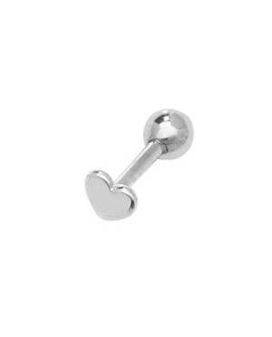 GENUINE 9CT WHITE GOLD HEART CARTILAGE 8.5 MM POST STUD
