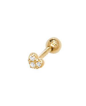 9CT YELLOW GOLD CZ HEART CARTILAGE 6MM POST STUD EARRING