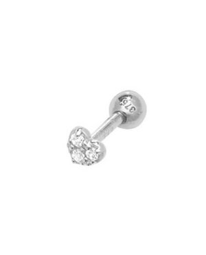 GENUINE 9CT WHITE GOLD CZ HEART CARTILAGE 6 MM POST STUD