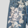 High Waisted White Floral Petal Recycled Embroidery Jeans
