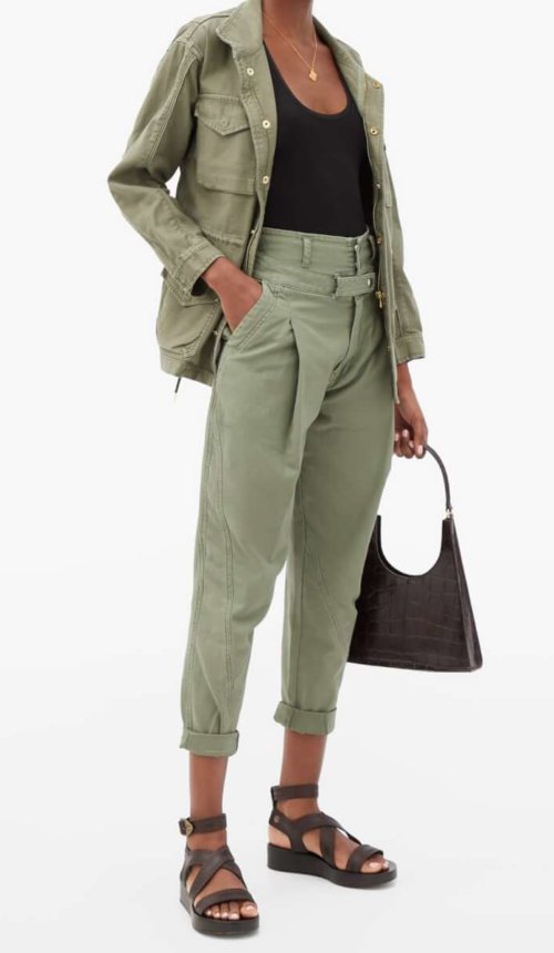 FRAME High-rise cotton military trousers