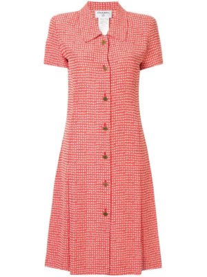 Chanel Pre-Owned checked shirt dress - Red