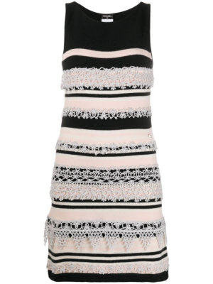 Chanel Pre-Owned crochet appliqué knitted dress - Black