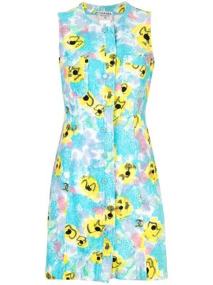 Chanel Pre-Owned floral-print dress - Blue