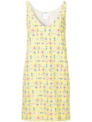 Chanel Pre-Owned hearts print sleeveless dress - Yellow