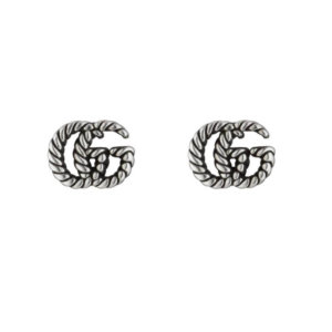Silver GG Marmont Aged Stud Earrings