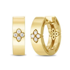 18ct Yellow Gold Diamond Love In Verona Hoop Earrings