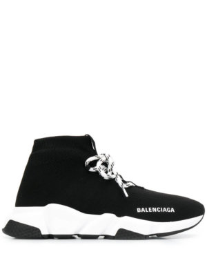 BALENCIAGA Speed lace-up logo sneakers - Black