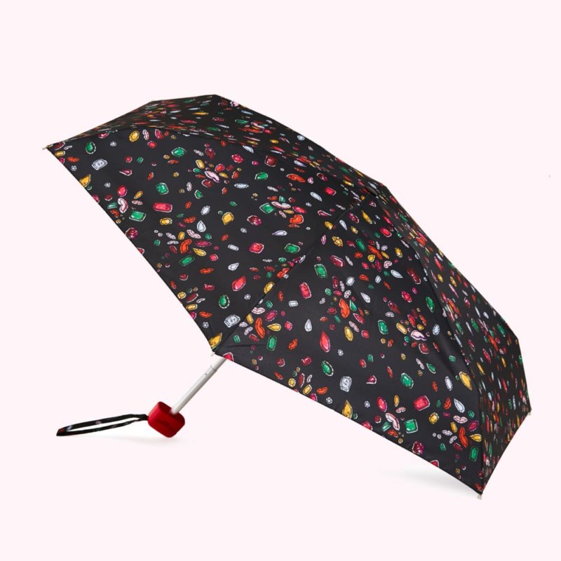 Black Multi Jewelled Lips Tiny Umbrella