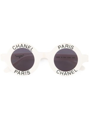 Chanel Pre-Owned CC logos sunglasses eye wear - White