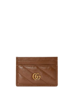 Gucci GG Marmont matalssé card case - Brown