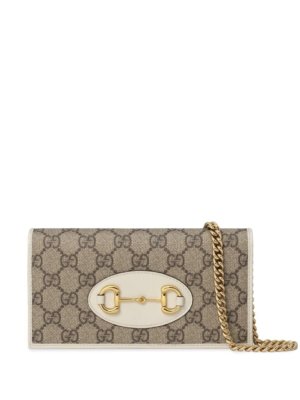 Gucci Gucci 1955 Horsebit chain-strap wallet - Neutrals