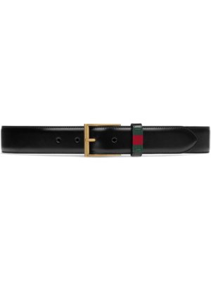 Gucci Leather belt with Web - Black