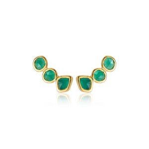 gold and deep green stud earrings