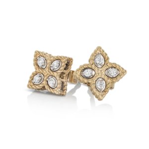 Princess Flower 18ct Yellow and White Gold 0.096ct Diamond Stud Earrings