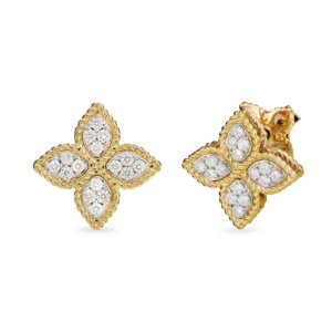 Princess Flower 18ct Yellow and White Gold 0.37ct Diamond Stud Earrings