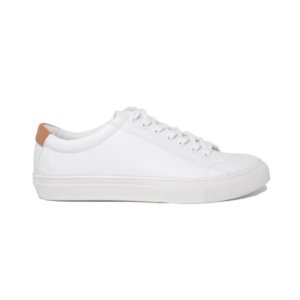 white faux leather sneakers