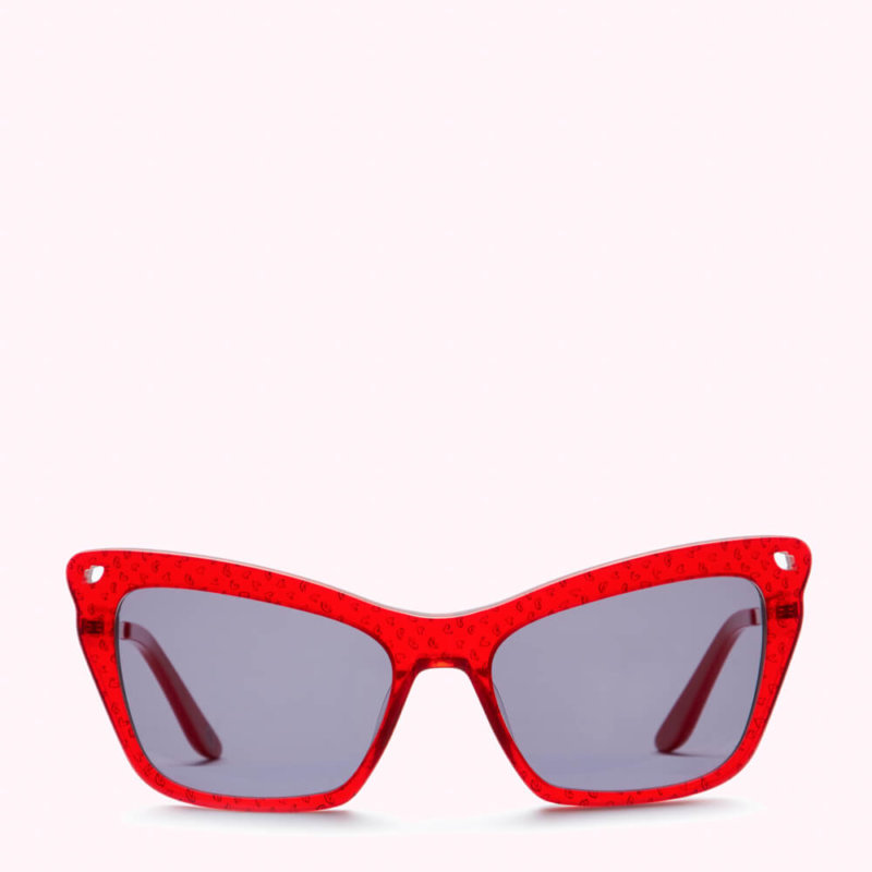 Red Sketched Lips And Heart Sunglasses