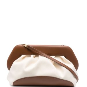 brown and white leather clutch bag