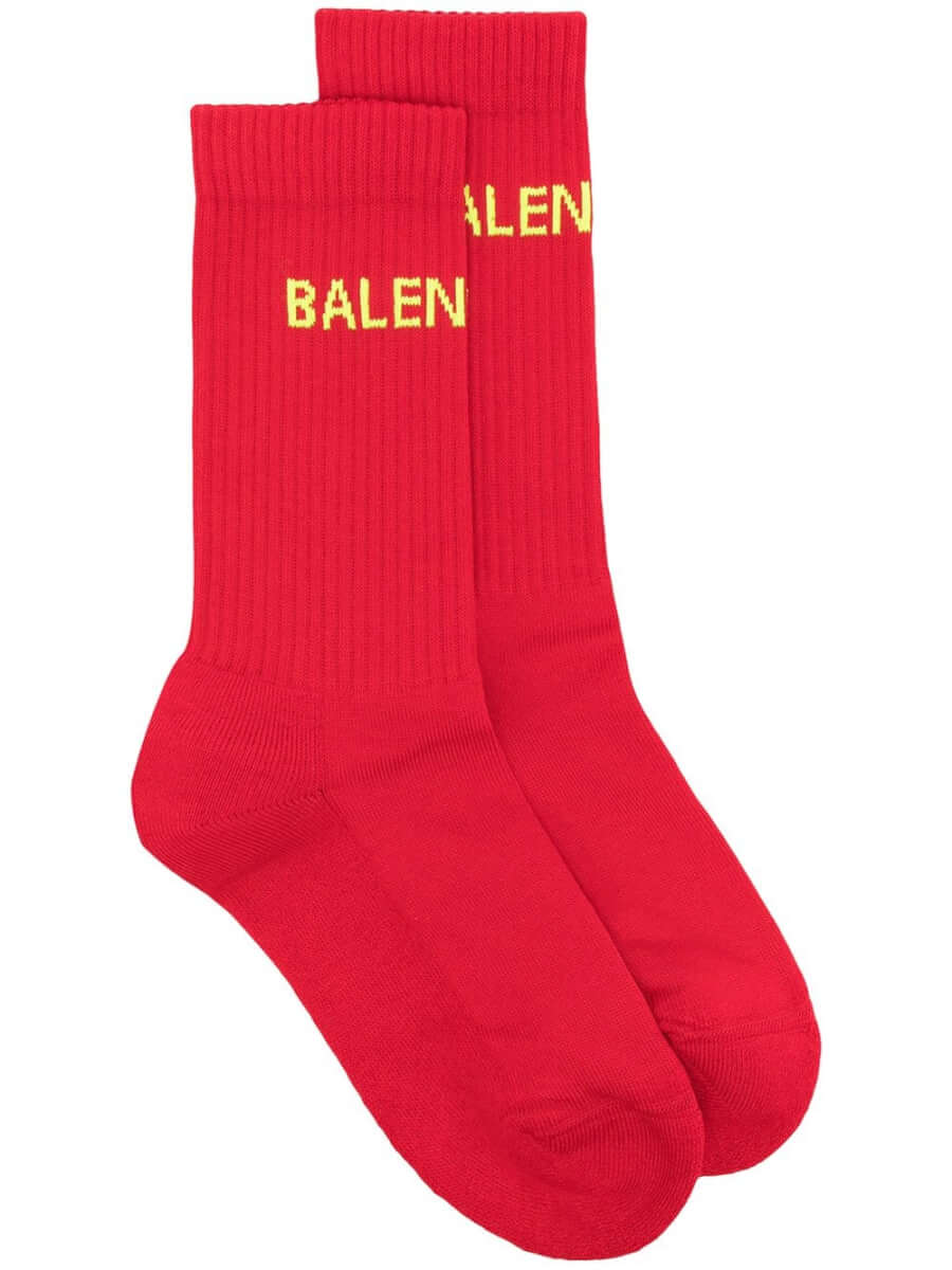 red balenciaga print socks