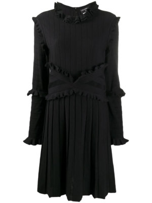 Chanel Pre-Owned 2010s ruffle trimmed pleated dress - Black