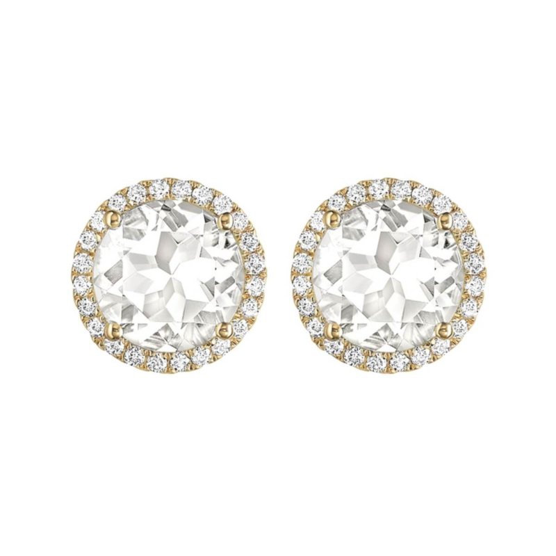 Grace 18ct Yellow Gold, White Topaz and Diamond Earrings