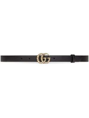 Gucci Double G pearl-embellished buckle belt - Black