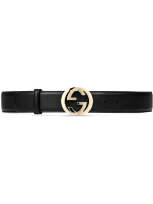 Gucci Leather belt with interlocking G buckle - Black
