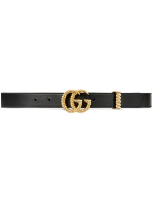 Gucci Leather belt with torchon Double G buckle - Black