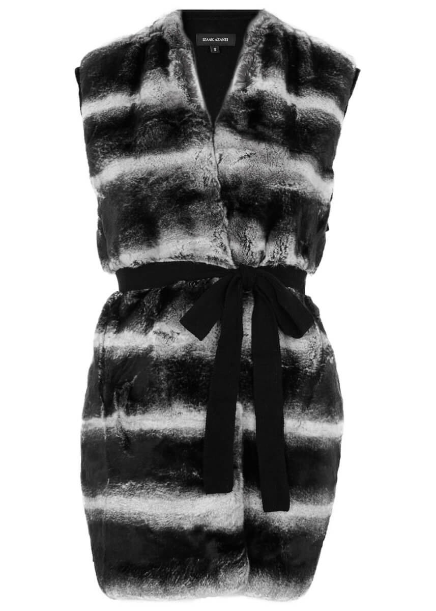black and white faux fur gilet