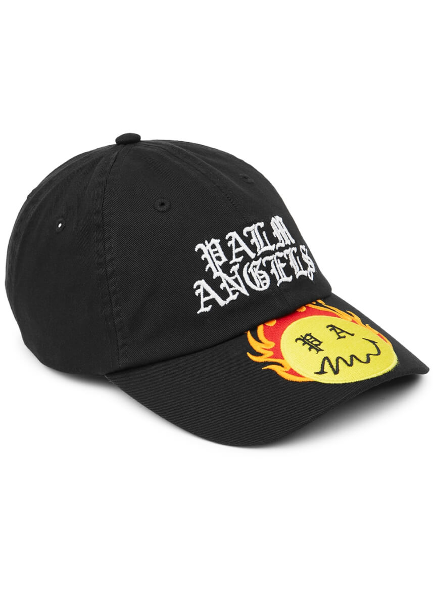 black embroidered baseball cap