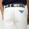 Our KOY white chino shorts are a versatile leisurewear option made from 100% textured white cotton and detailed with trims of turquoise-blue Kenyan Kikoy fabric