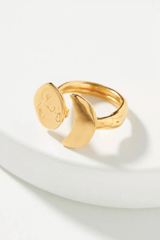 gold moon and sun ring