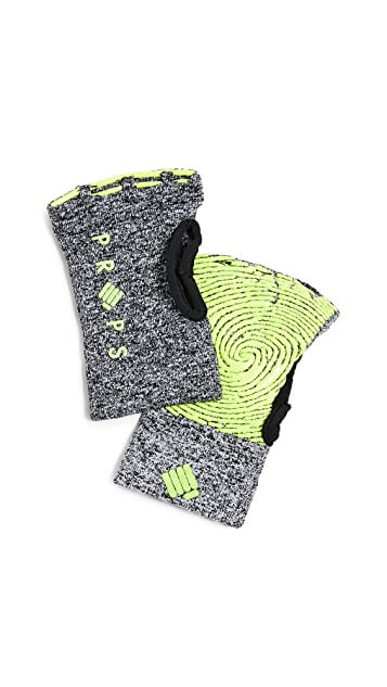 Grey yellow workout gloves