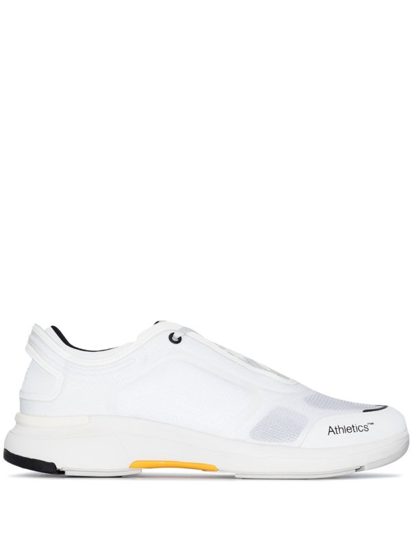 white yellow low top trainers