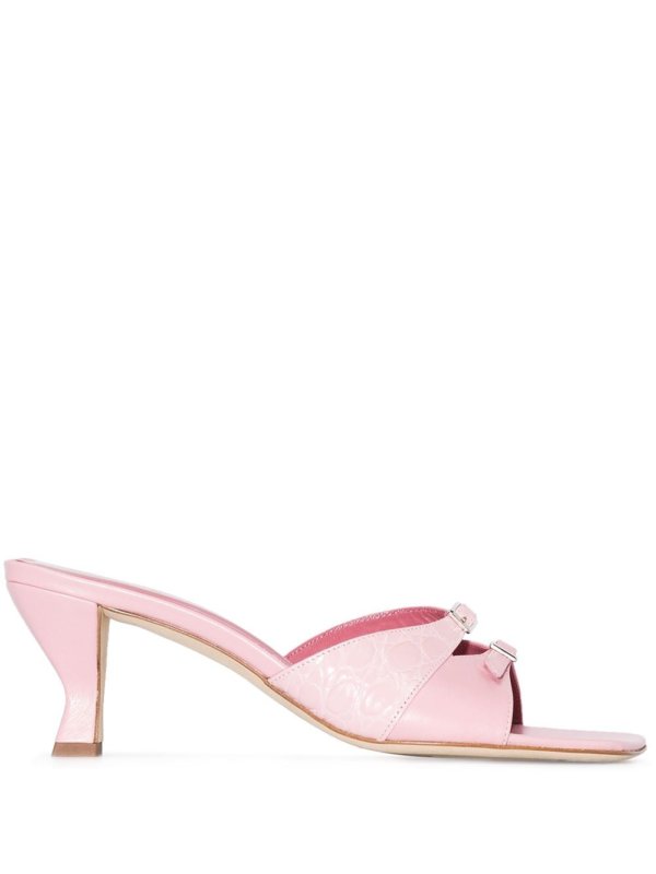 pink mules with a heel