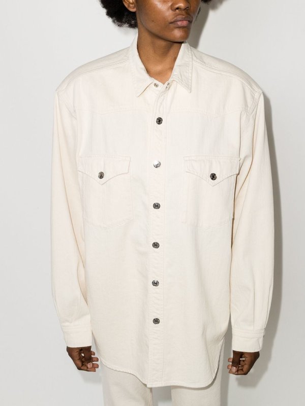 button up off white long sleeve shirt